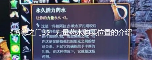 《博德之门3》永久活力药水攻略：轻松获取方法揭秘